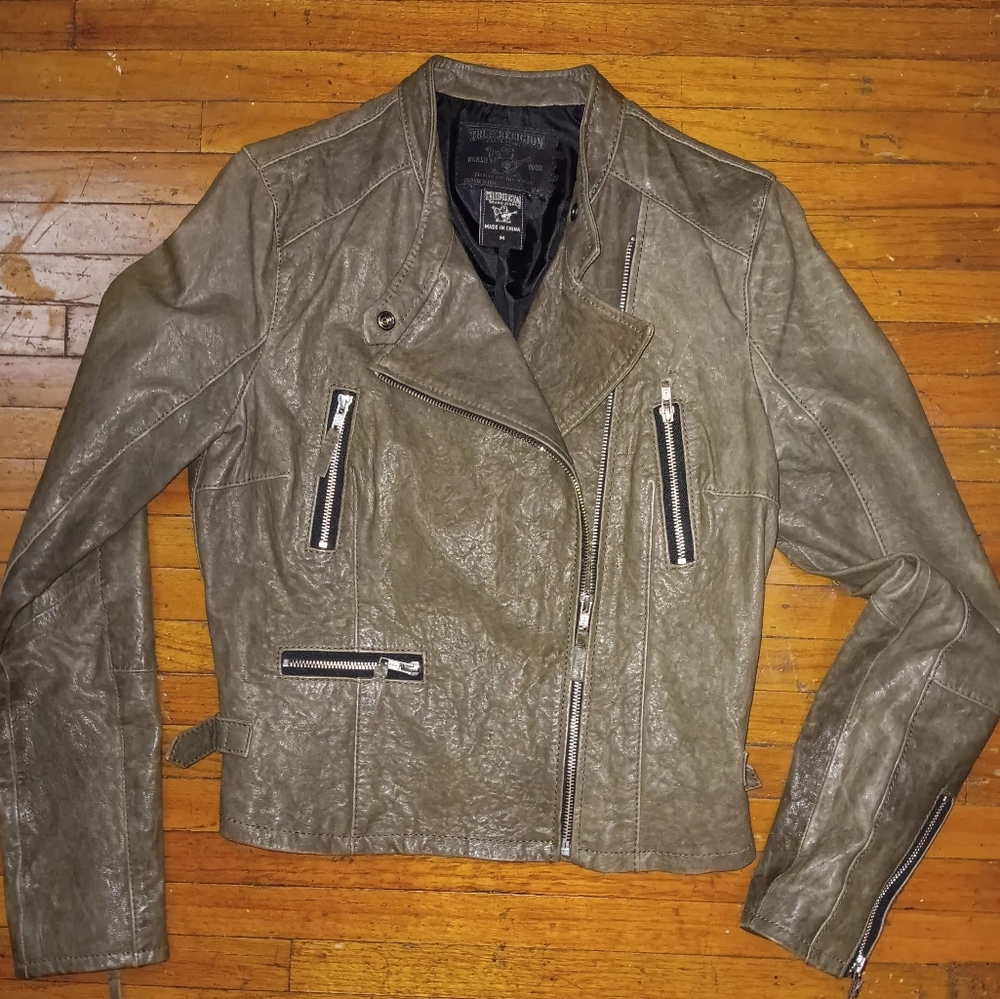 True religion leather jacket